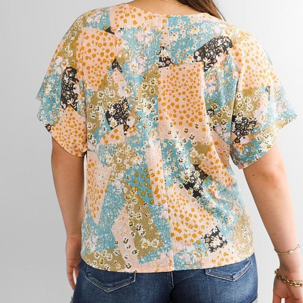 NeW DAYTRIP PATCHWORK PRINT TOP BLOUSE - Picture 2 of 5